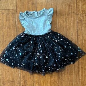 Pippa & Julie Silver and Black Starry Kids Dress